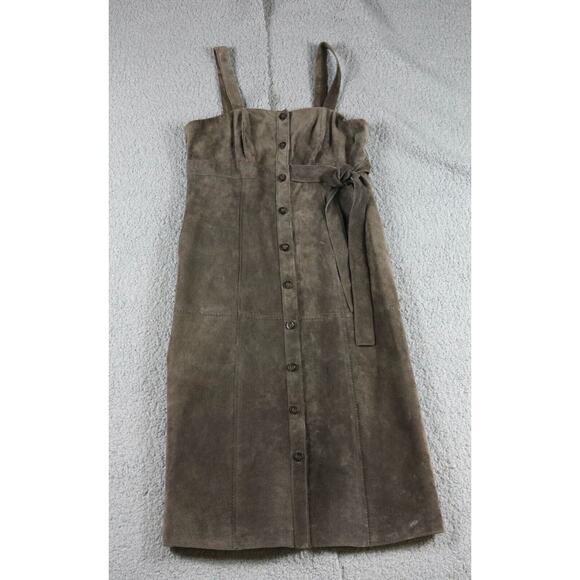 Worth Dress Suede Womens 2 Brown Suede Classic Button Front Overall - Picture 1 of 7